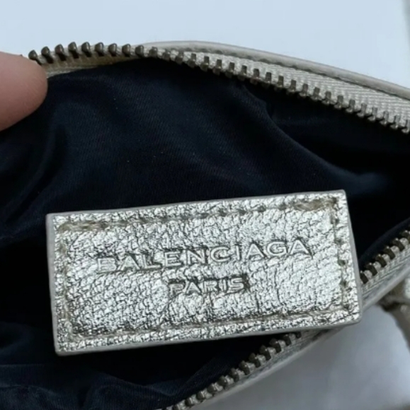 Balenciaga Paris Gold Leather Trim Card Coin Zip Holder Wallet - Picture 7 of 9